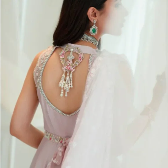 *SOLD* Farah Talib Aziz “Magnolia Rose” Saree Dress • Size XS • Pre-Loved - Picture 4 of 7